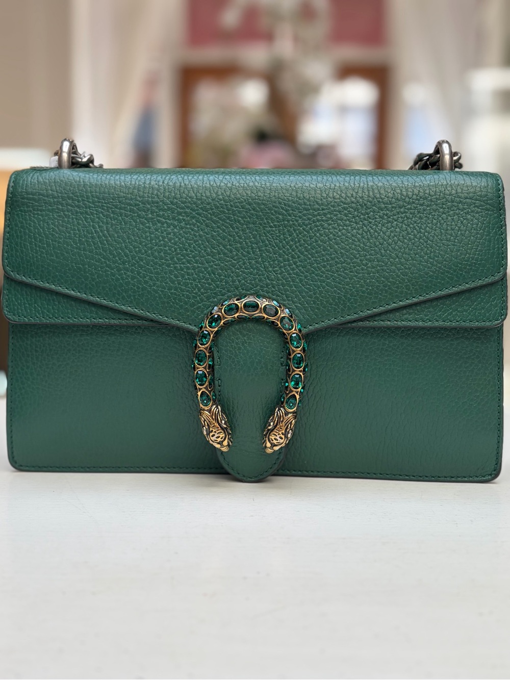 Gucci Emerald Green Leather Crossbody with Jeweled Horsebit
